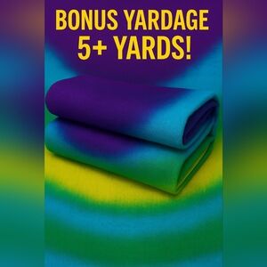 Bold Ombre Tie-Dye Fabric – BONUS Yardage 5+ Yards – Purple, Aqua, Green, Yellow